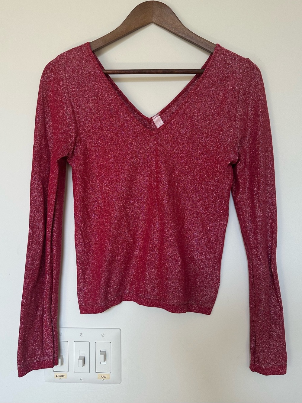 Victoria’s Secret Sparkly Red Cropped Long Sleeve